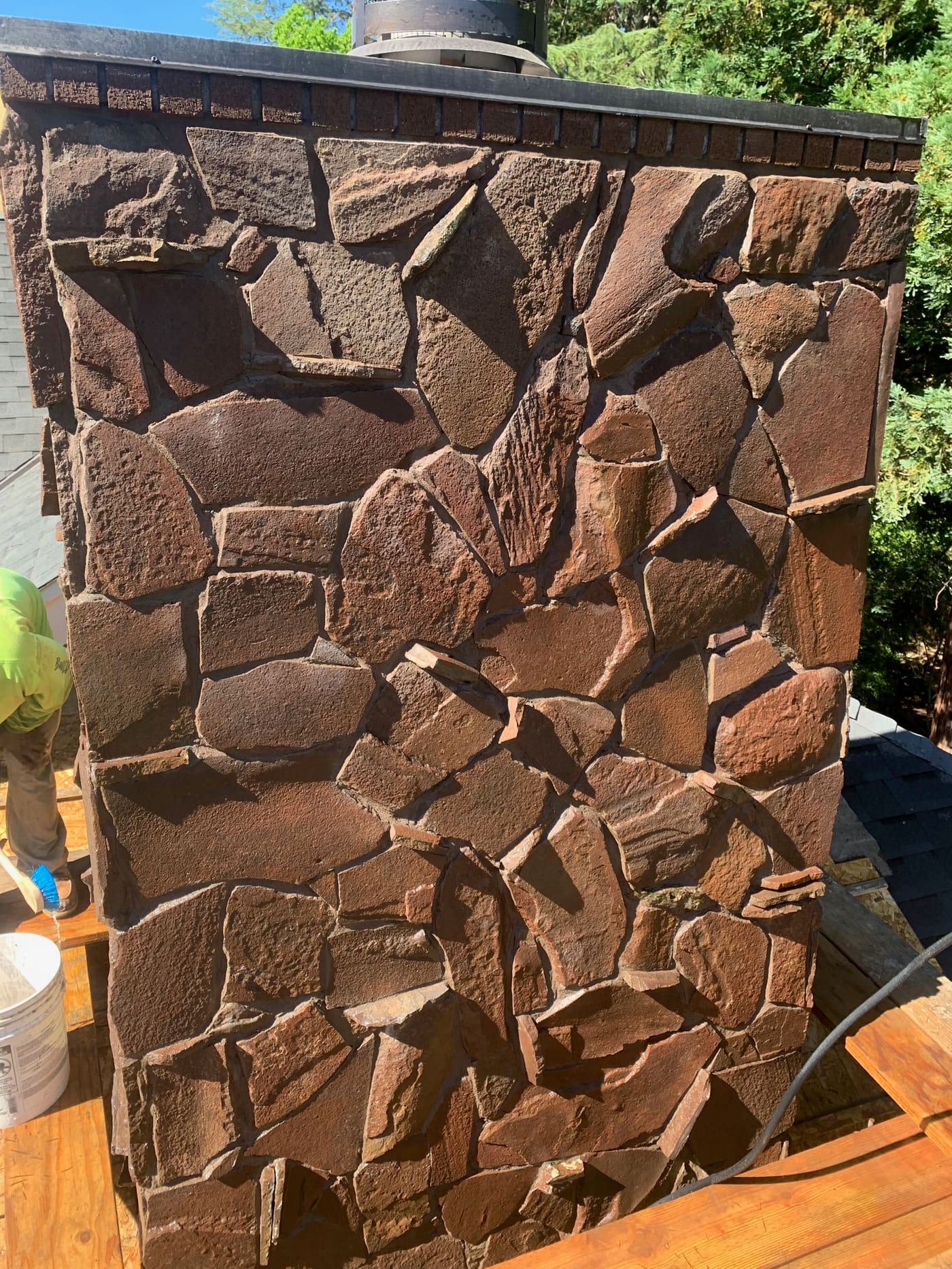 Natural stone veneer wall detail