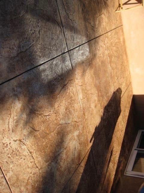 Close-up of a custom stamped concrete walkway texture